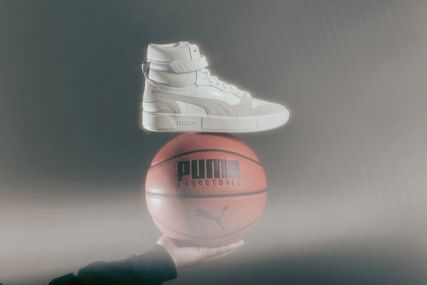 Sky LX Mid Lux - White/Whisper White Puma Stripe Logo Trainers