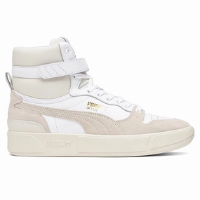 Sky LX Mid Lux - White/Whisper White Puma trainers with bold stripe logo
