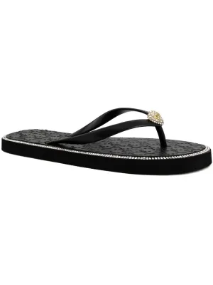 Skylah Womens Rhinestone Slip-On Flip-Flops