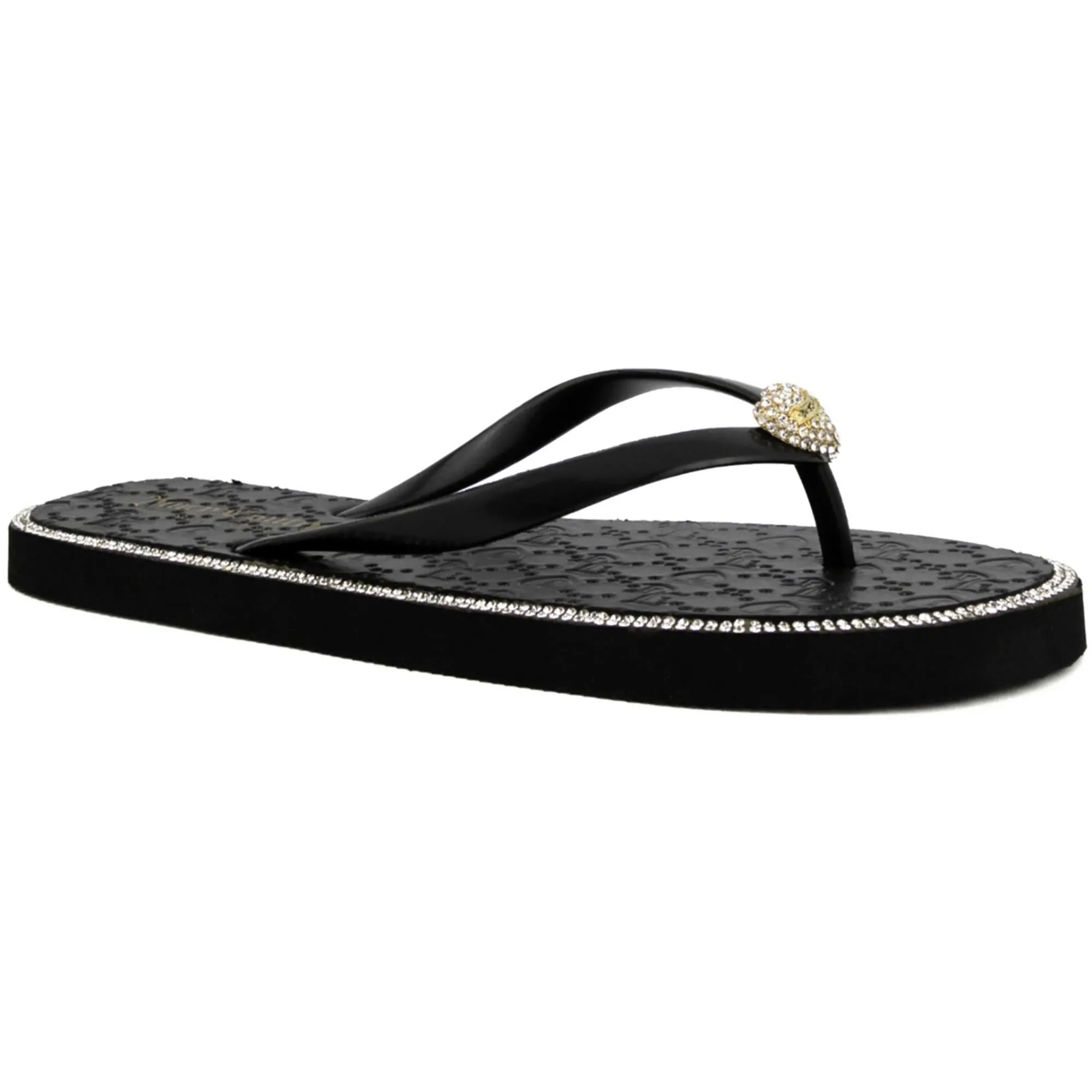 Skylah Womens Rhinestone Slip-On Flip-Flops