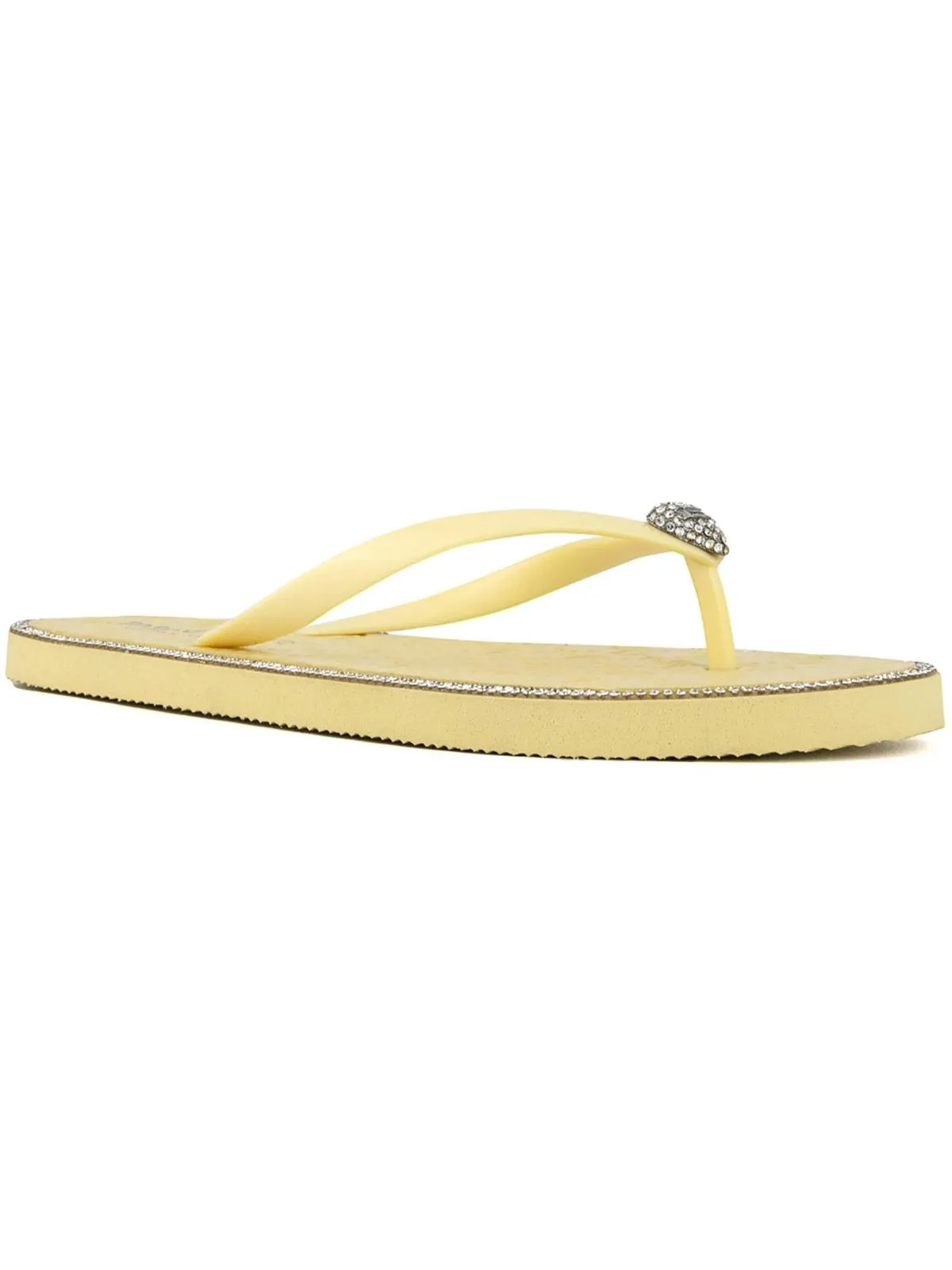 Skylah Womens Rhinestone Slip-On Flip-Flops