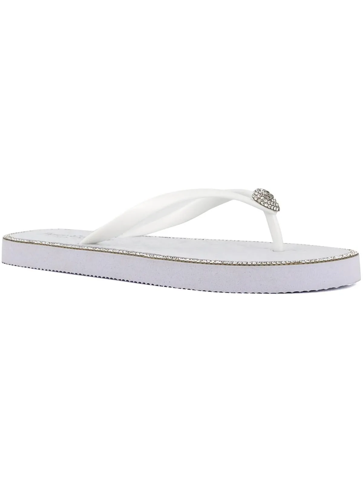 Skylah Womens Rhinestone Slip-On Flip-Flops