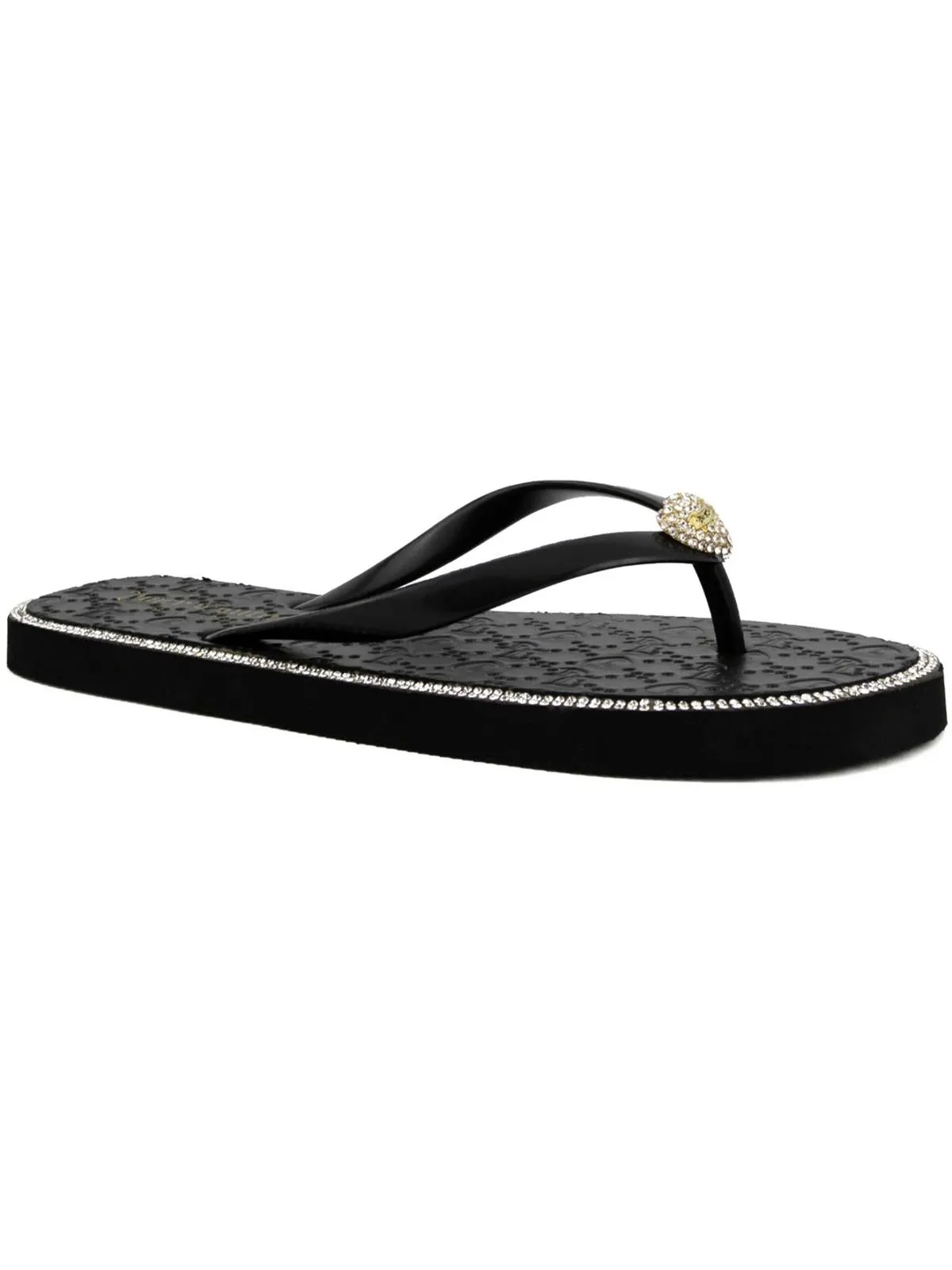 Skylah Womens Rhinestone Slip-On Flip-Flops
