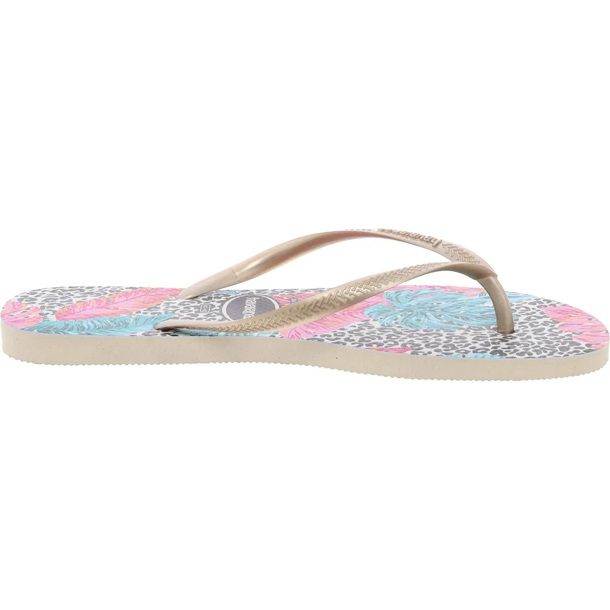 Slim Animal Floral Womens Metallic Flip-Flops
