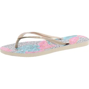 Slim Animal Floral Womens Metallic Flip-Flops