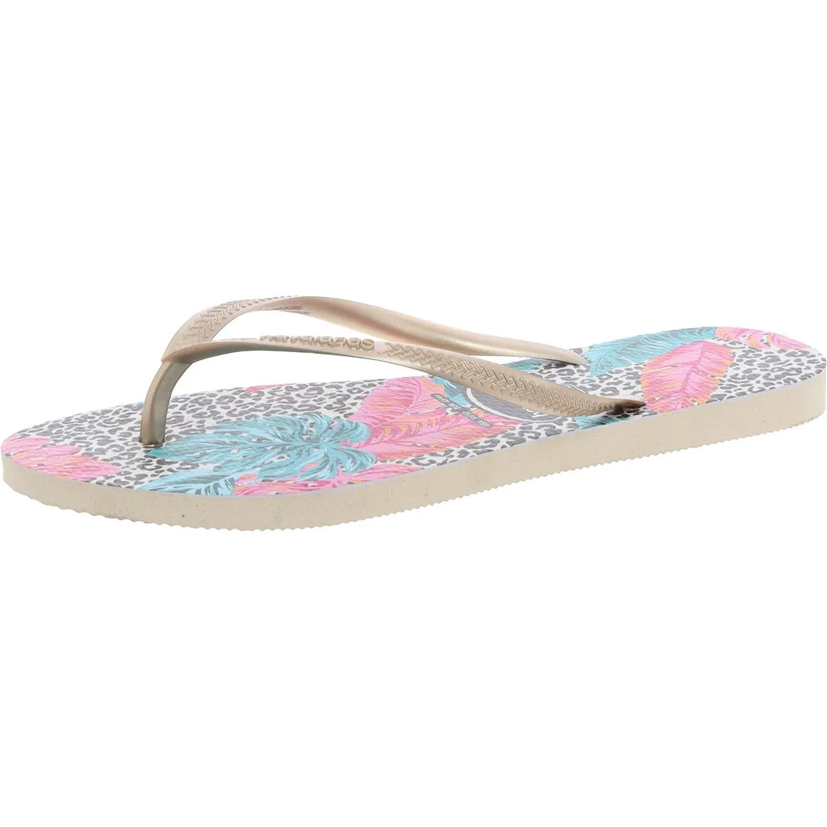 Slim Animal Floral Womens Metallic Flip-Flops