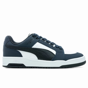 Slipstream Lo Block - White/Parisian Night Puma shoes with suede and modern shape