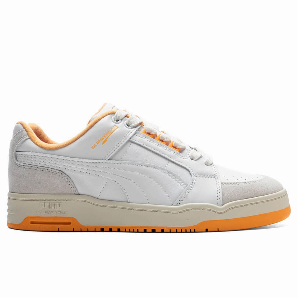 Slipstream Lo Retro - White/Zinnia Puma shoes with suede and modern shape