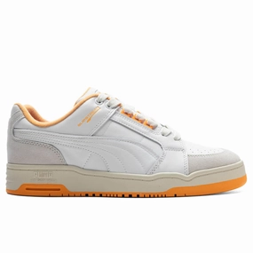 Slipstream Lo Retro - White/Zinnia Puma shoes with suede and modern shape