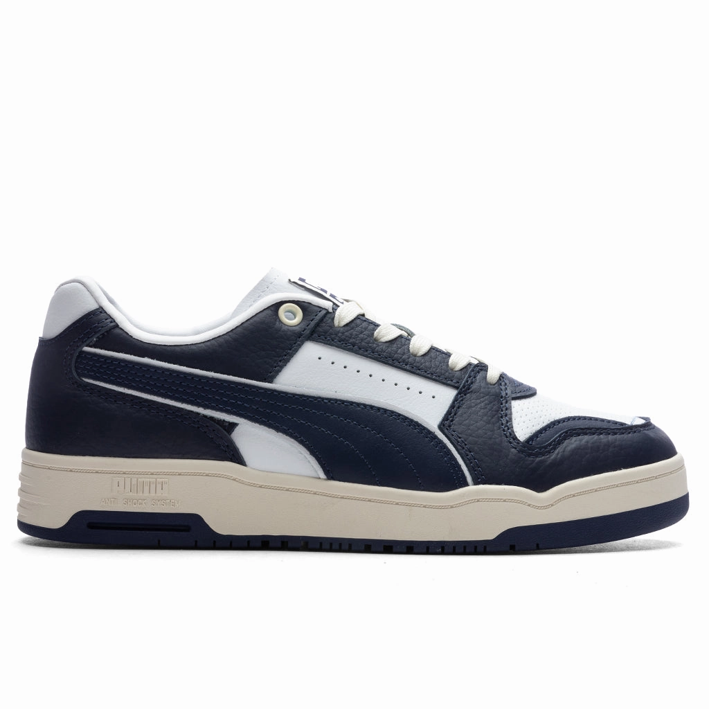 Slipstream Lo Vintage - White/New Navy Puma shoes with suede and modern shape