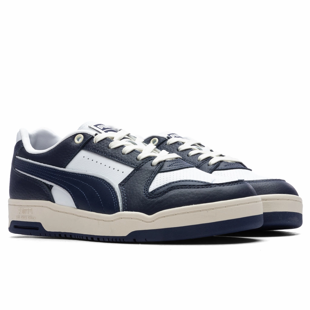 Slipstream Lo Vintage - White/New Navy Puma Suede Street Sneakers