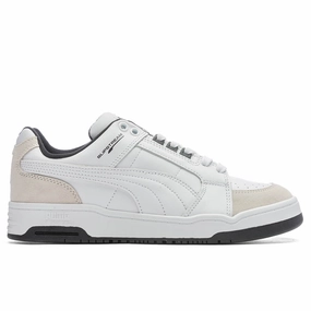 Slipstream Low Retro - White/Vaporous Gray Puma shoes with suede and modern shape