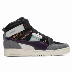 Slipstream Mutation Beast Fur - Black/Castle Rock/Sweet Grape Puma shoes with suede and modern shape