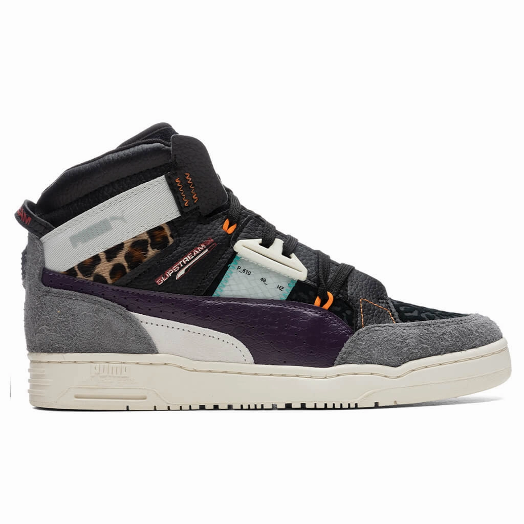 Slipstream Mutation Beast Fur - Black/Castle Rock/Sweet Grape Puma shoes with suede and modern shape