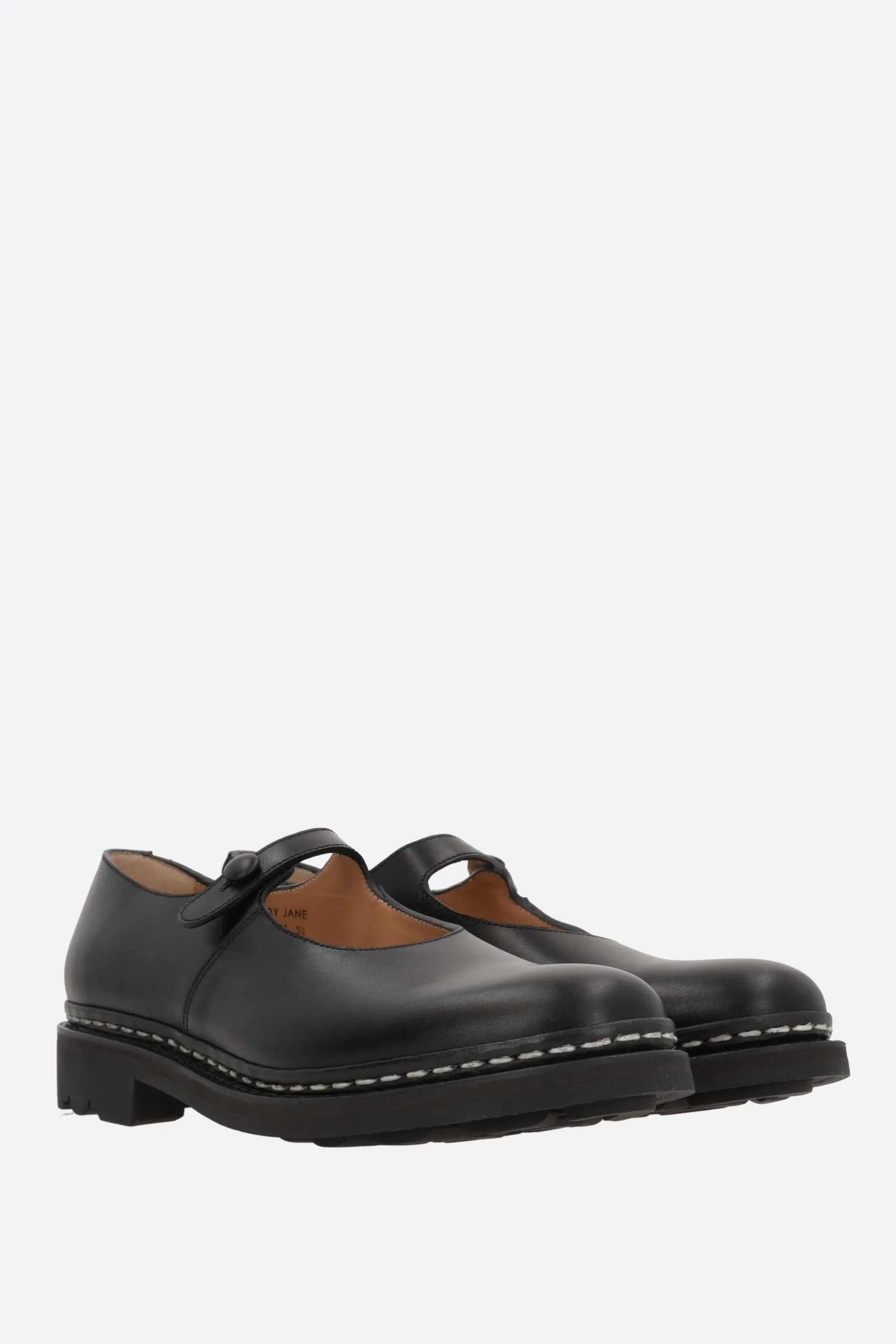 smooth leather mary-jane ballerinas