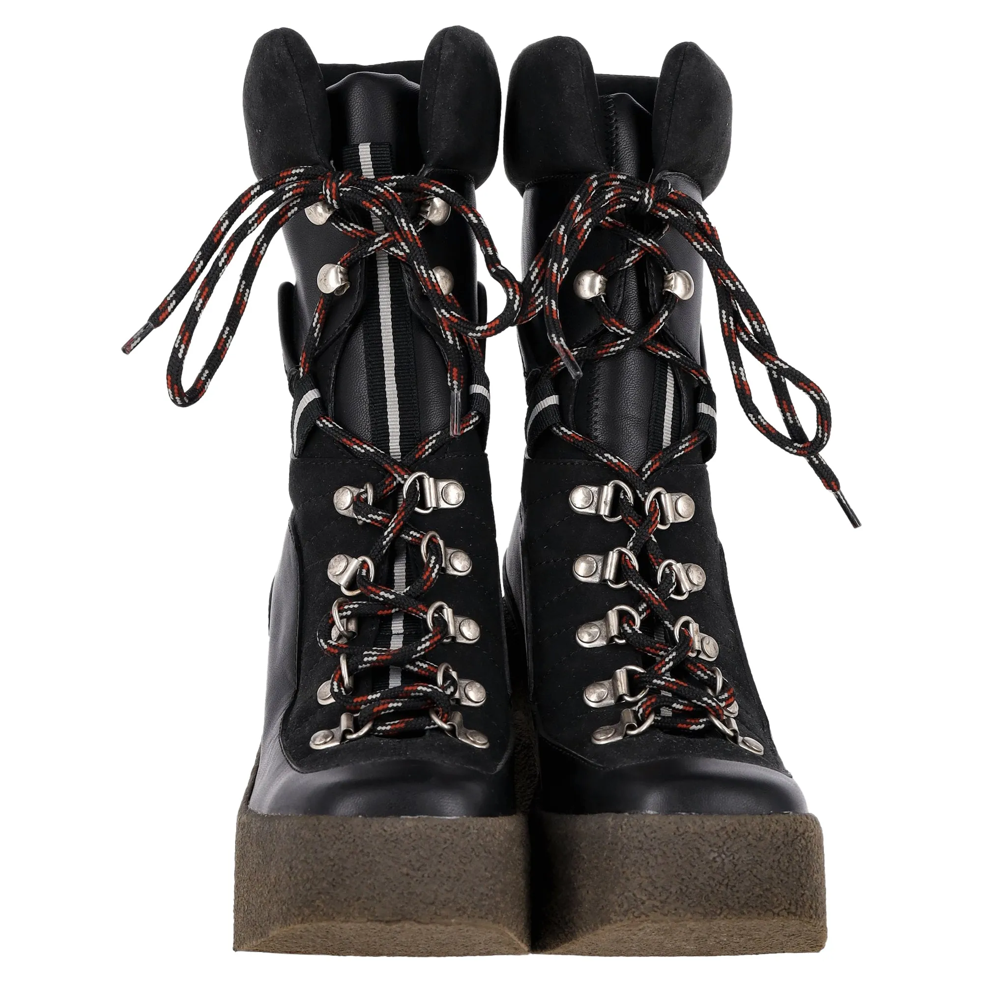 Stella McCartney Lace-Up Platform Ankle Boots in Black Faux Leather