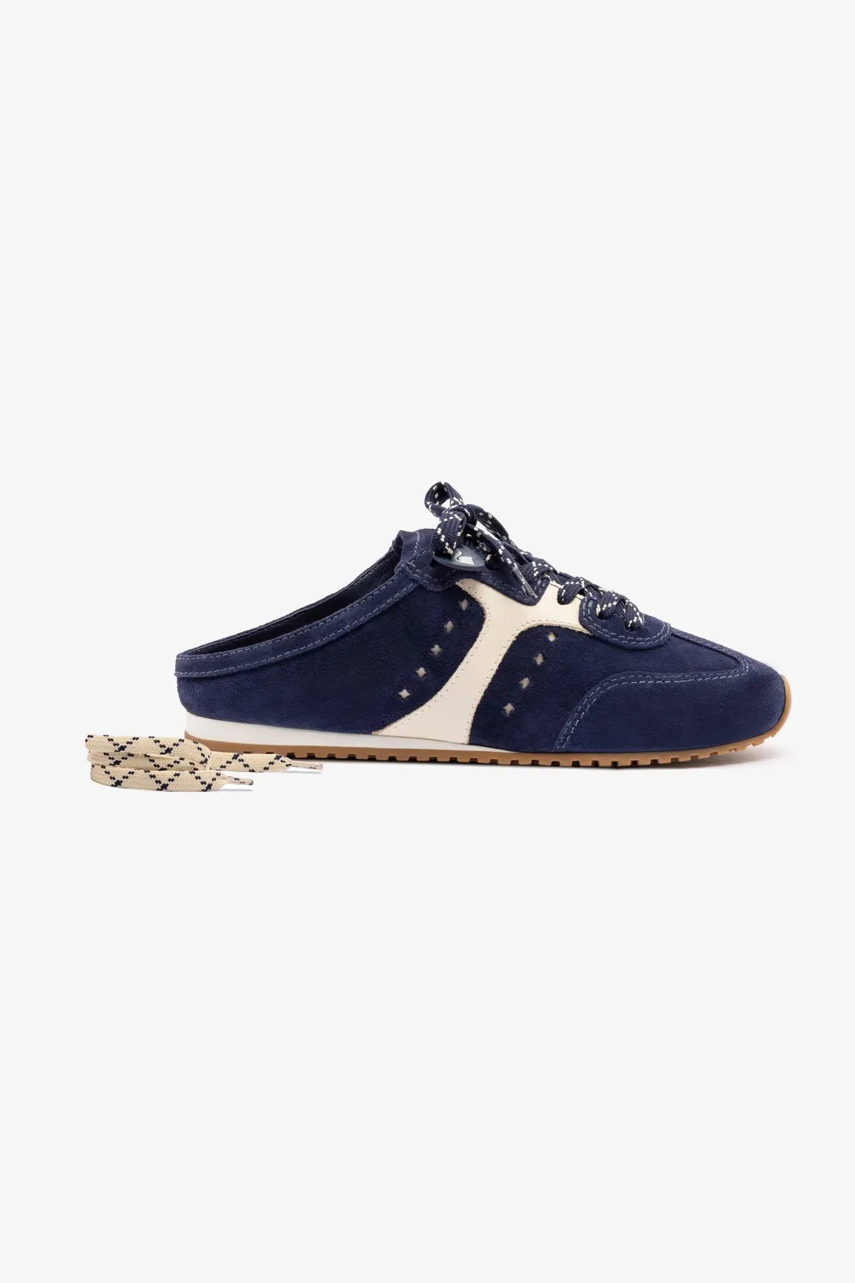 Stella Sneaker Mule In Navy Suede and Ivory Leather