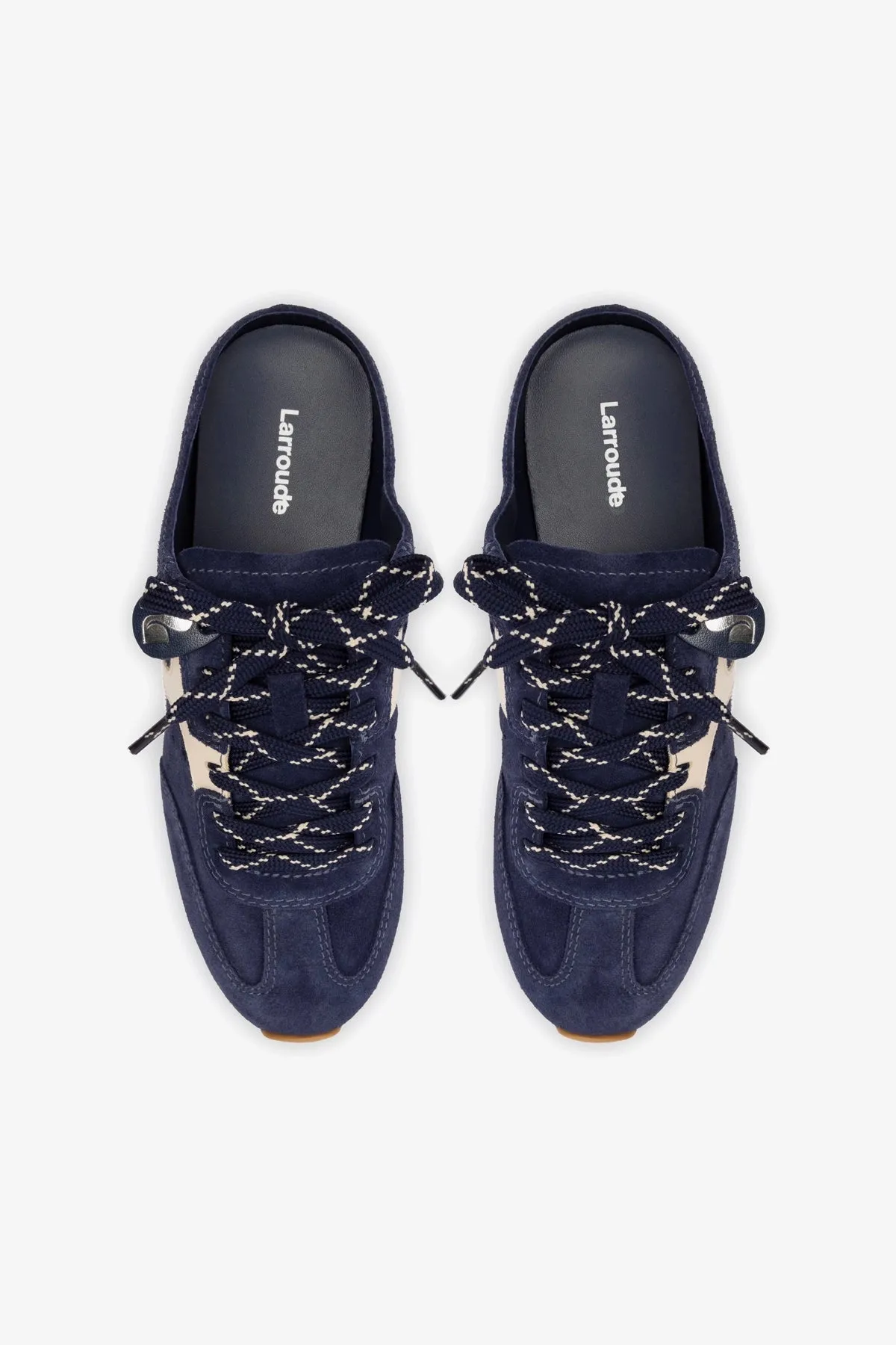 Stella Sneaker Mule In Navy Suede and Ivory Leather