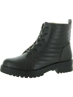 Stormy Womens Faux Leather Combat & Lace-up Boots