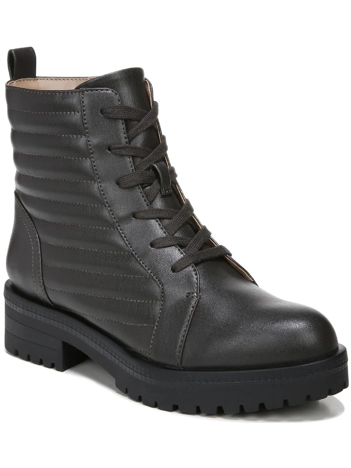 Stormy Womens Faux Leather Combat & Lace-up Boots