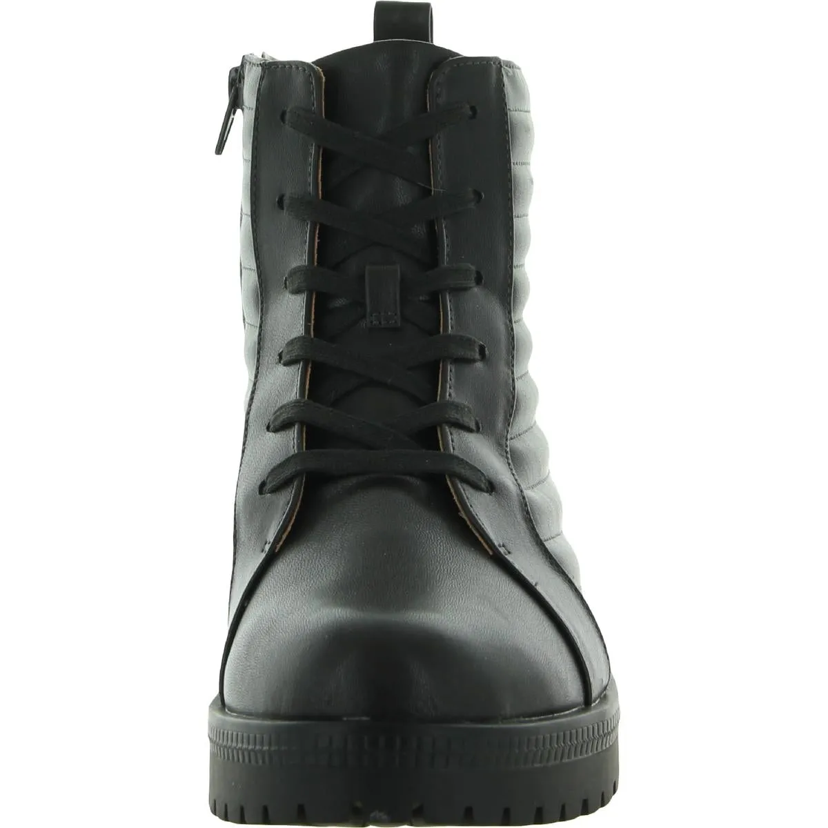 Stormy Womens Faux Leather Combat & Lace-up Boots