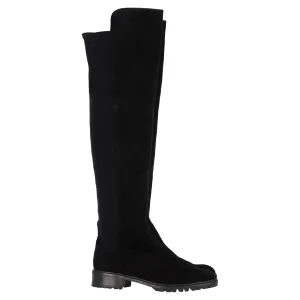 Stuart Weitzman 5050 Over-The-Knee Boots in Black Suede