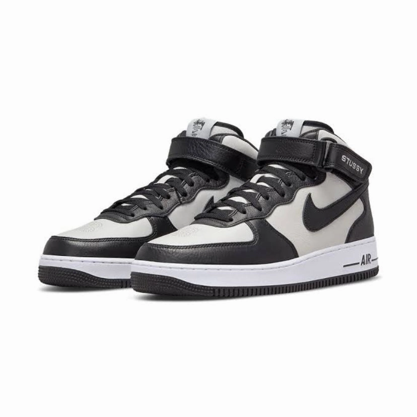 Stussy x Nike Air Force 1 07 Mid Black Black White Nike casual sneakers with modern design