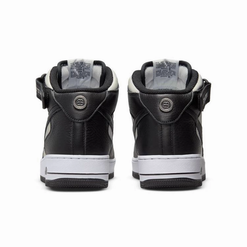 Stussy x Nike Air Force 1 07 Mid Black Black White Street Shoes
