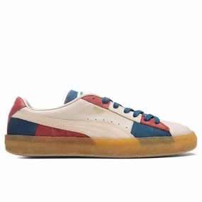 Suede Crepe Patch - Khaki Puma trainers with bold stripe logo