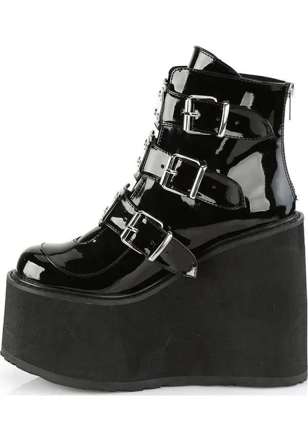 SWING-105 [Black Patent] | PLATFORM BOOTS [IN STOCK]