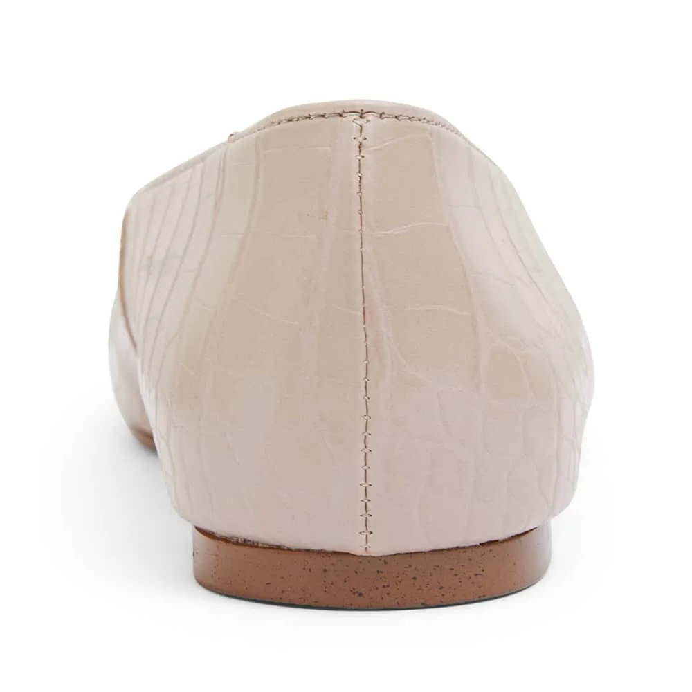 Tabbatha Flat in Nude Croc