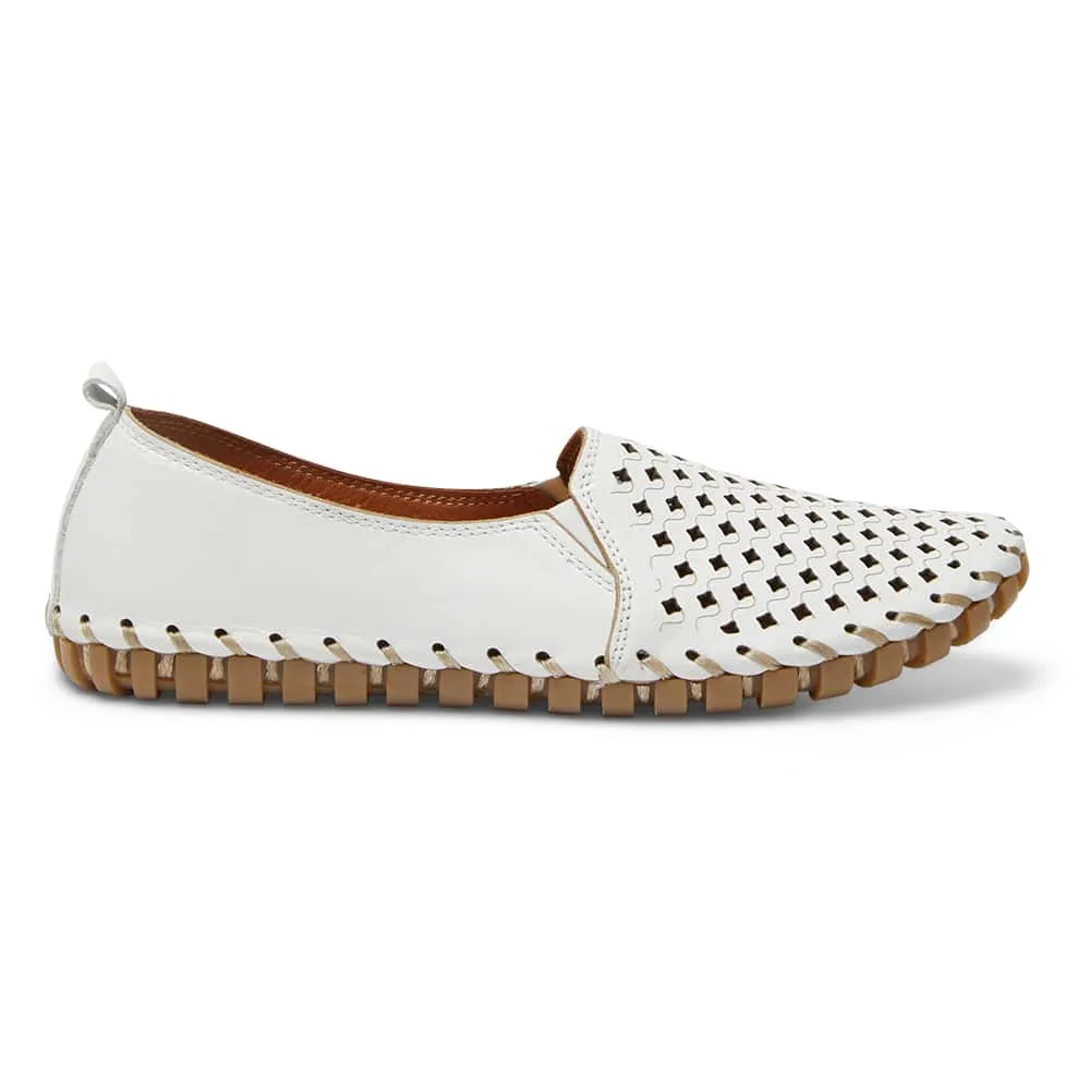 Tang Flat in White Leather
