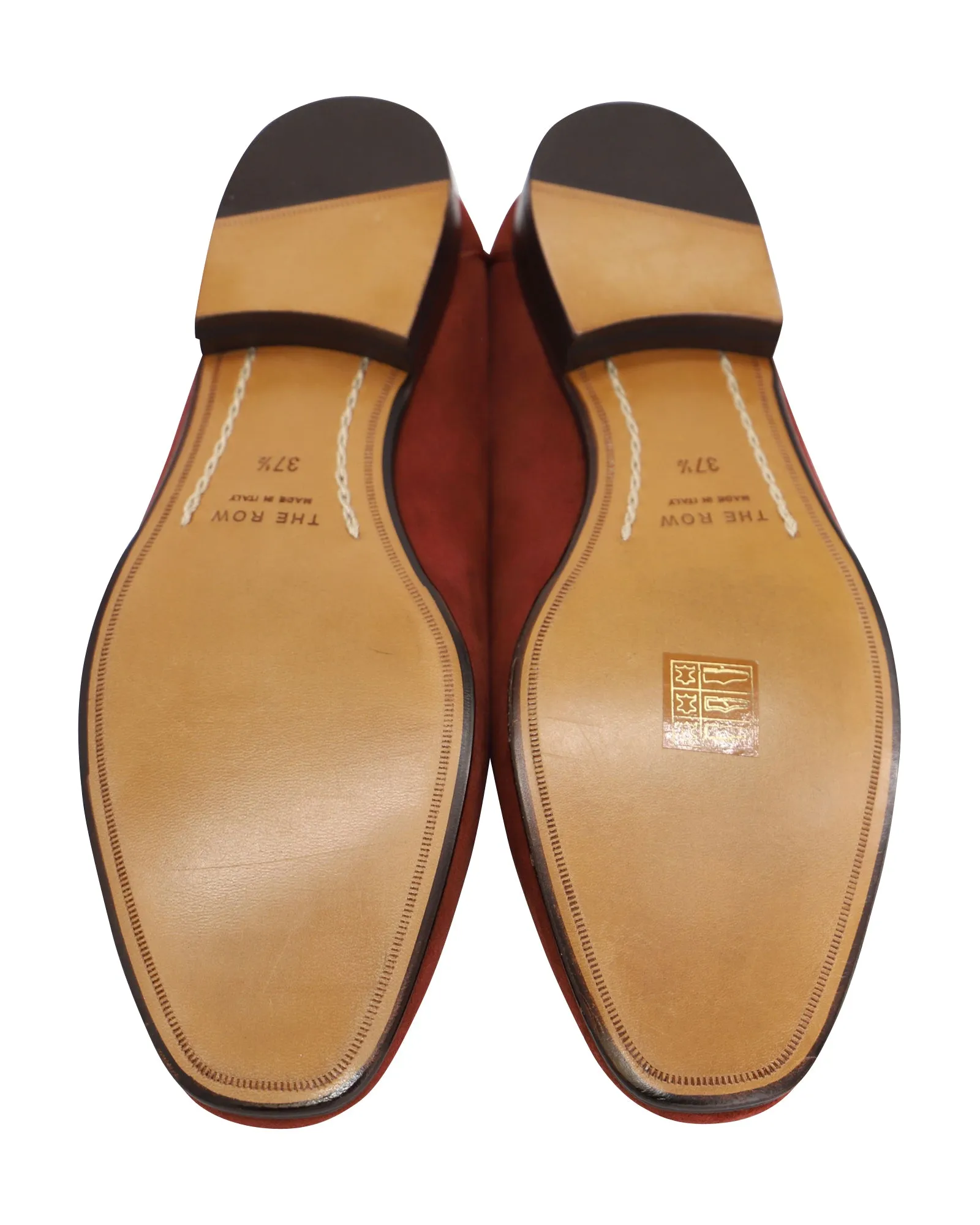 The Row Adam Loafer in Dark Vermillion Suede