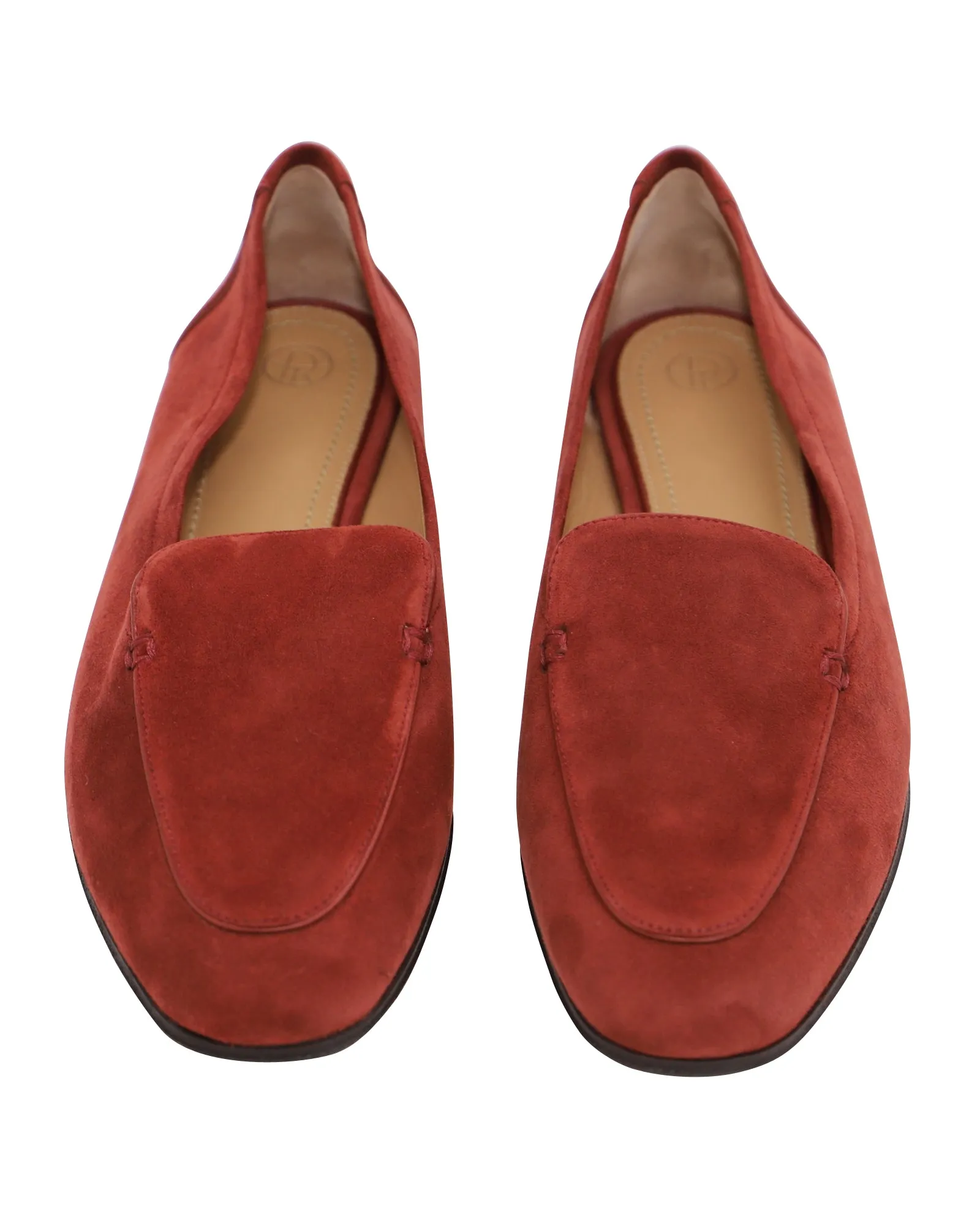 The Row Adam Loafer in Dark Vermillion Suede