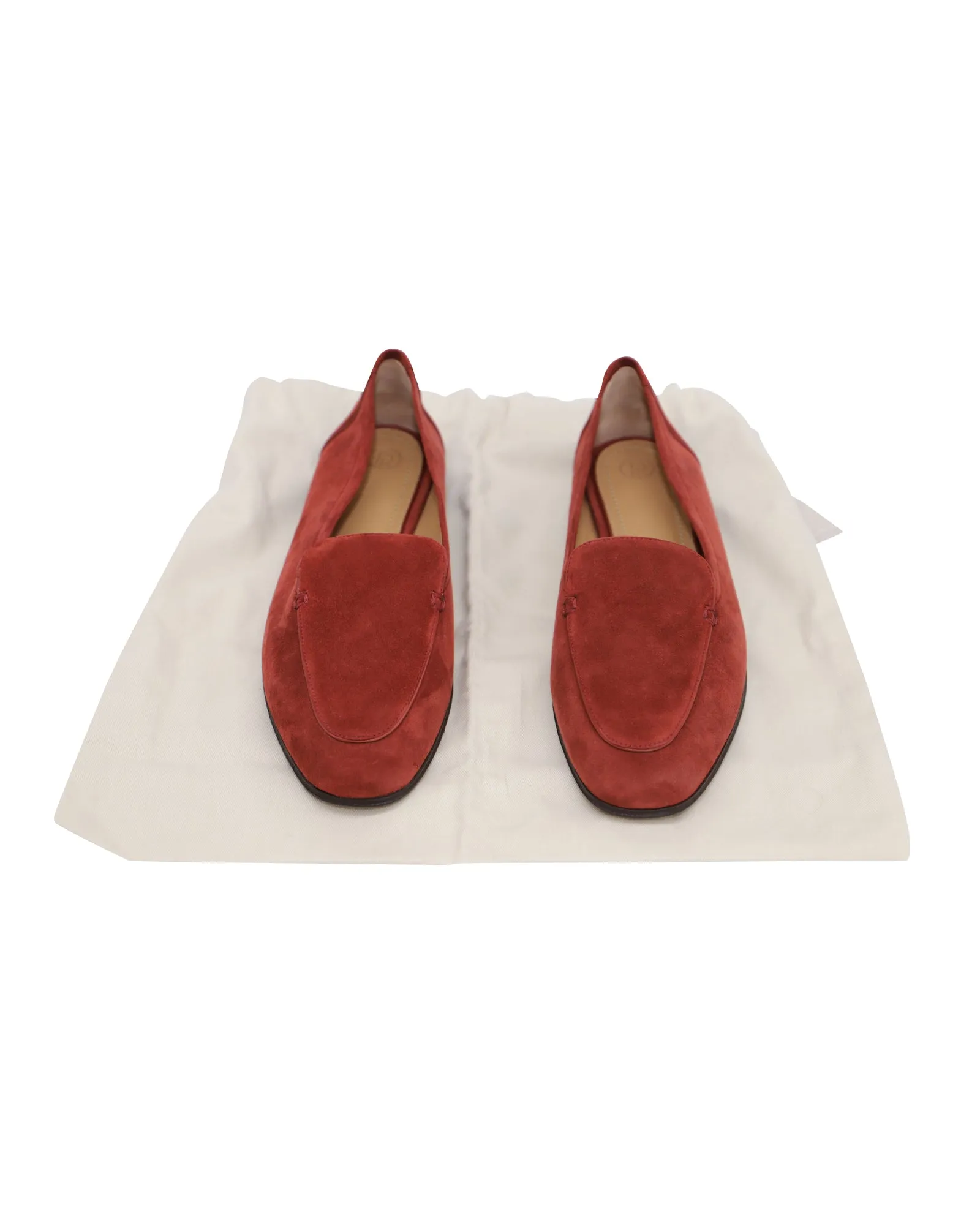 The Row Adam Loafer in Dark Vermillion Suede