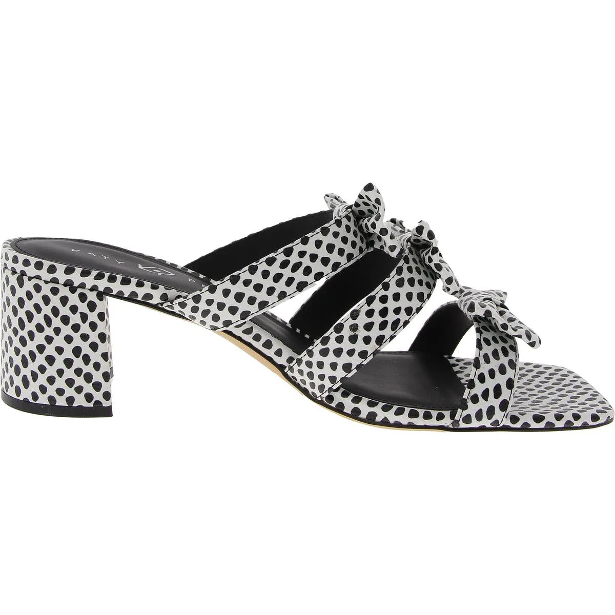 The Tooliped Bow Sandal Womens Polka Dot Faux Leather Block Heel