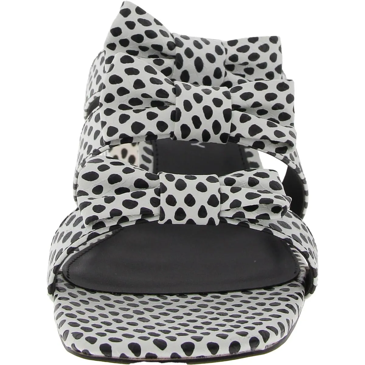 The Tooliped Bow Sandal Womens Polka Dot Faux Leather Block Heel