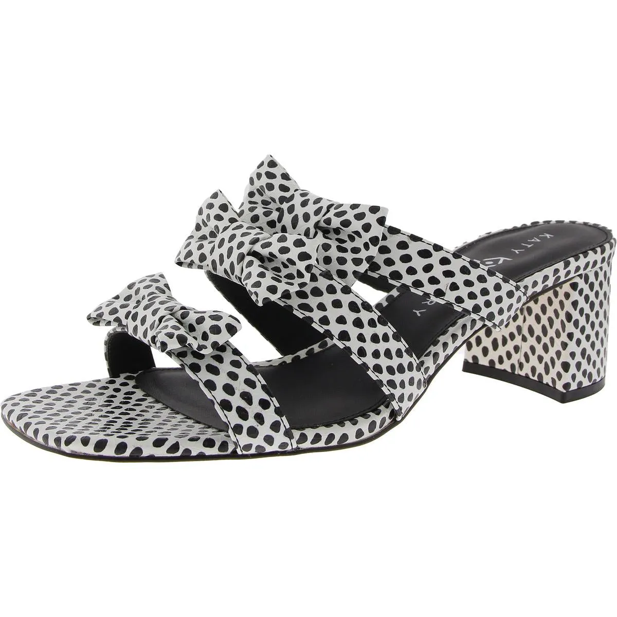 The Tooliped Bow Sandal Womens Polka Dot Faux Leather Block Heel