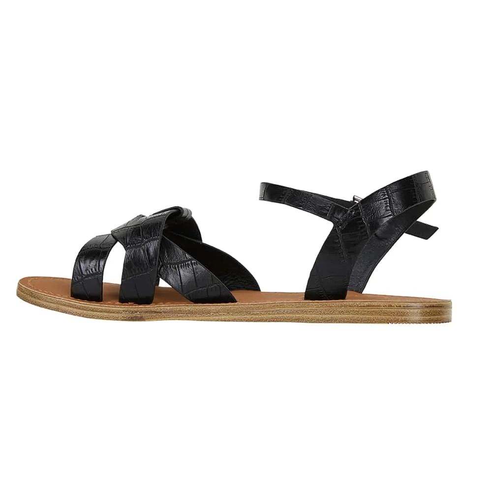 Toby Sandal in Black Smooth