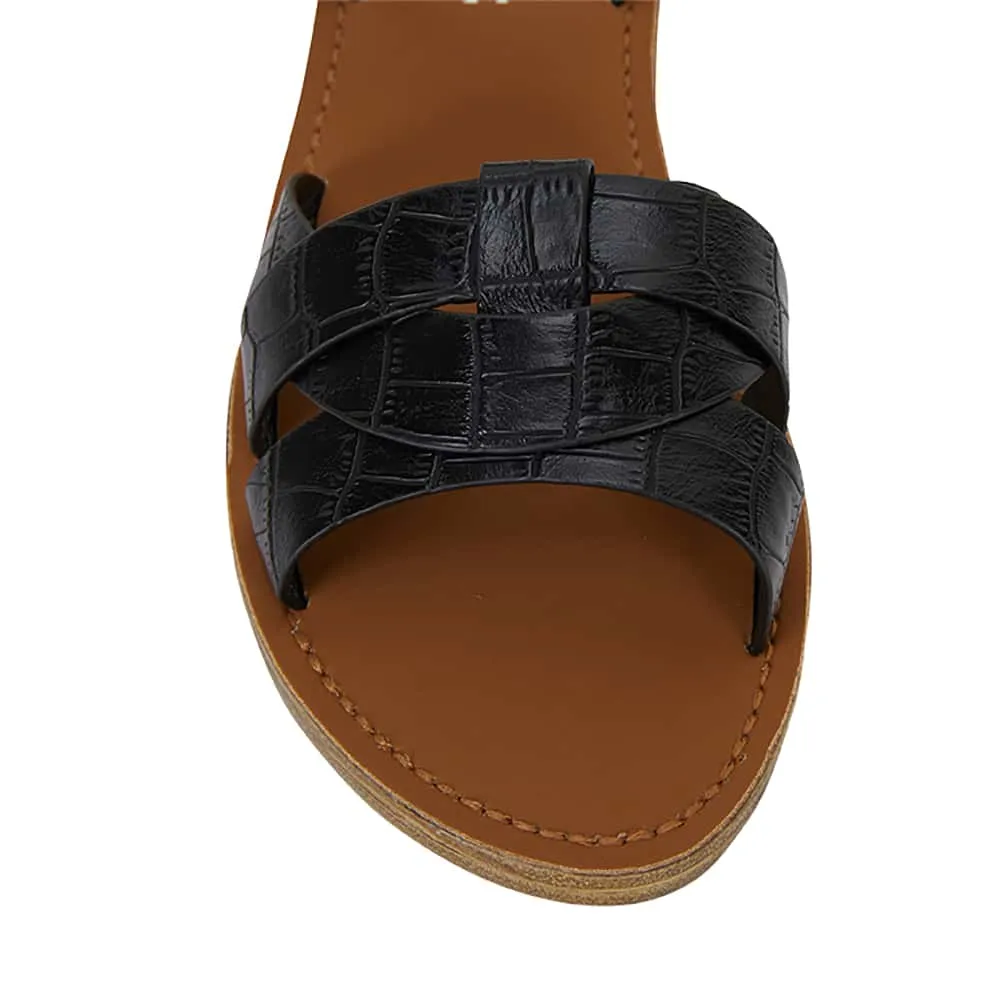 Toby Sandal in Black Smooth