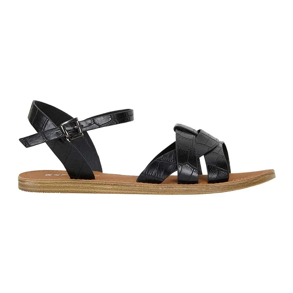 Toby Sandal in Black Smooth