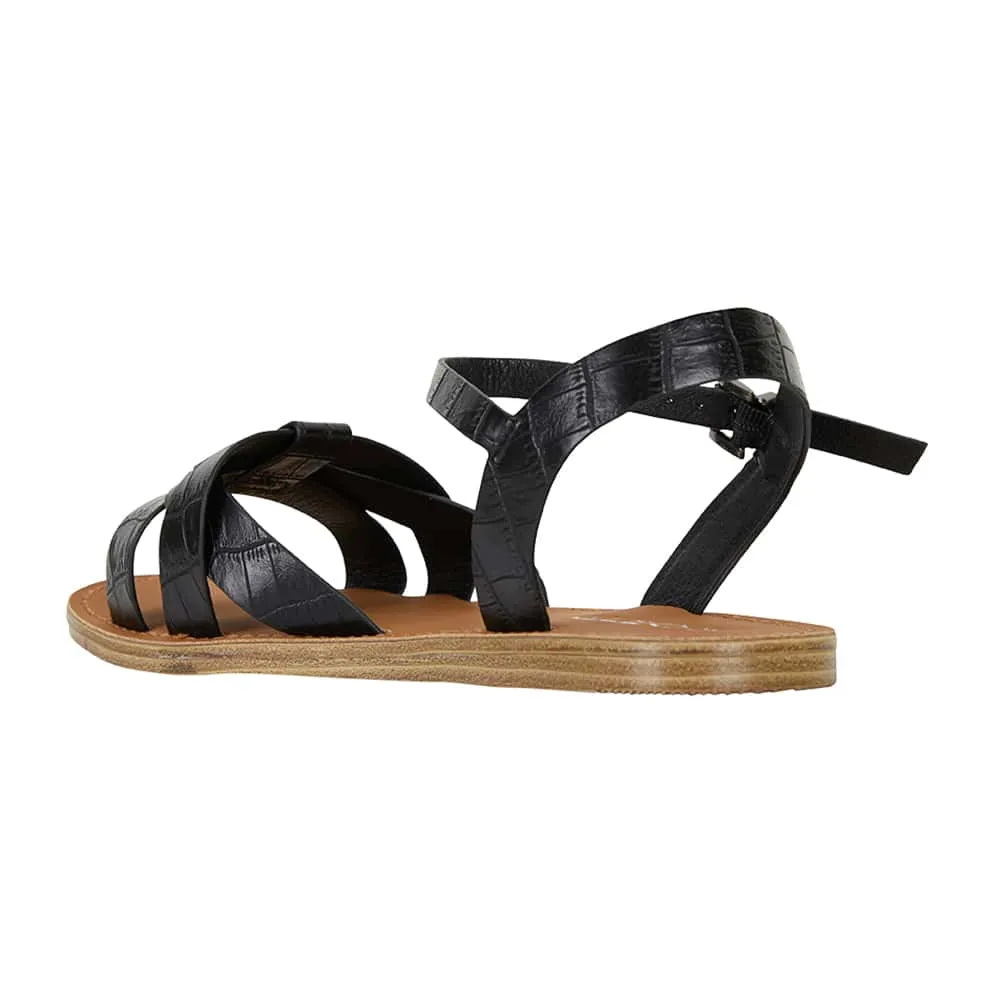 Toby Sandal in Black Smooth