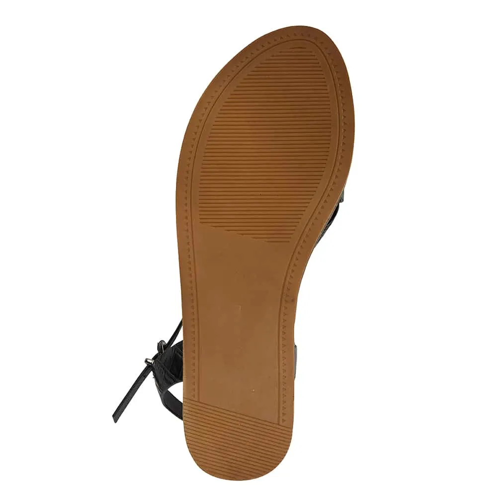 Toby Sandal in Black Smooth
