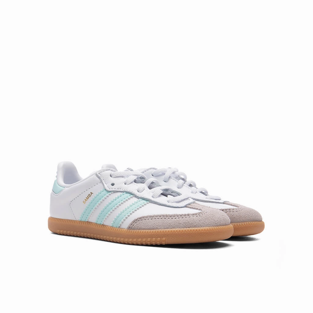 Toddlers Samba OG - Cloud White/Semi Flash Aqua/Gum Adidas Classic Street Sneakers