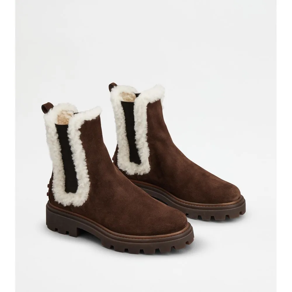 Tod's Chelsea Boots in Suede and Sheepskin