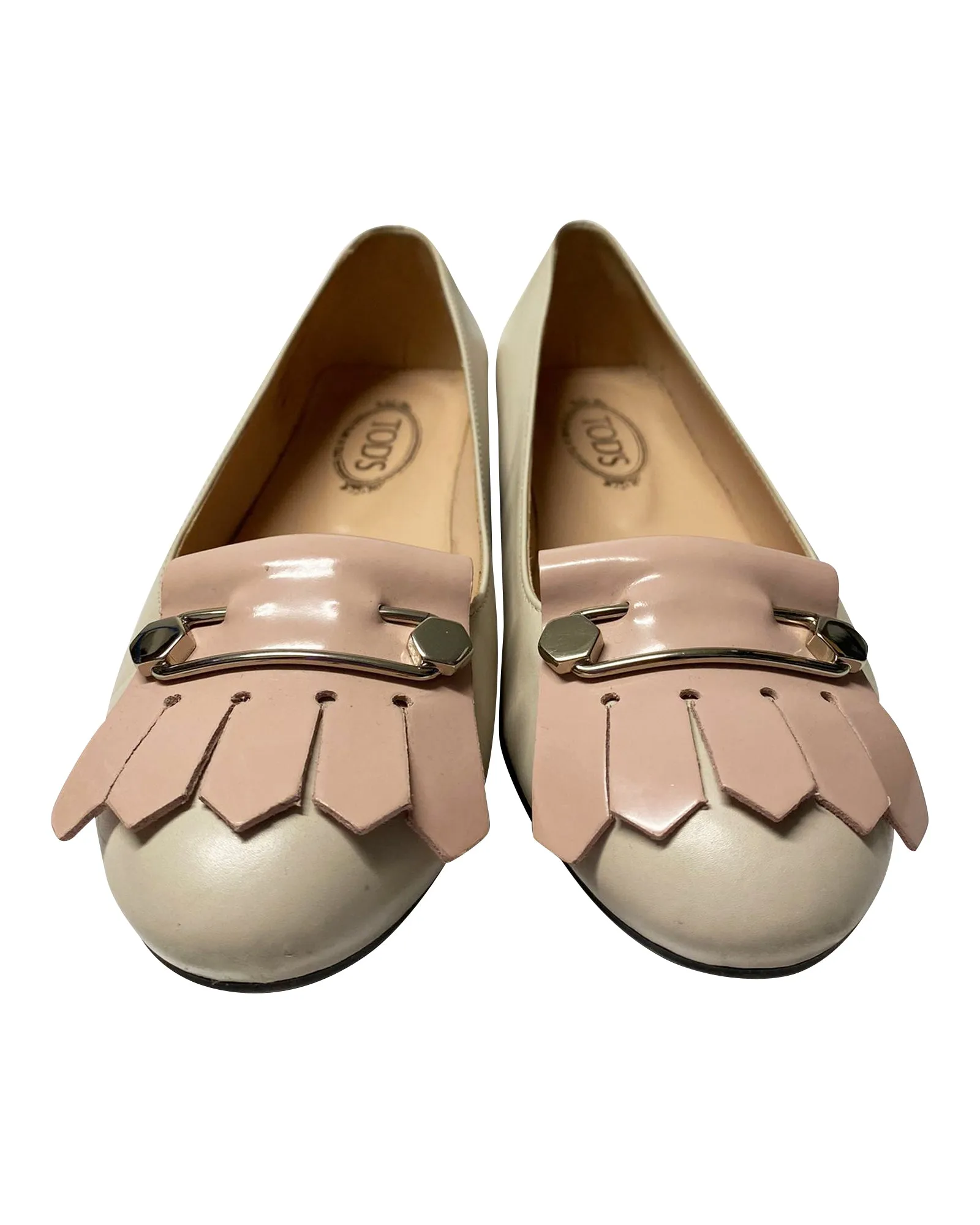 Tod's Moccasin Flats in Cream Leather