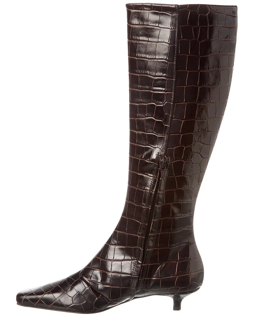 TOTEME Croc-Embossed Leather Knee-High Boot