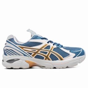 UB8-S GT-2160 - Azure/Pure Gold Asics running shoes with gel cushioning