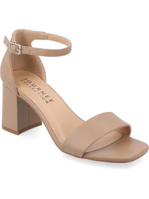VALENNCIA Womens Faux Leather Open Toe Block Heel