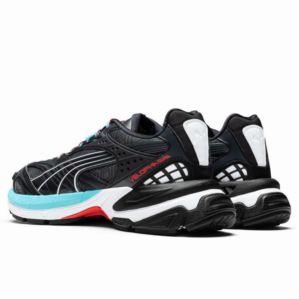 Velophasis Luxe Sport - Black/Hero Blue Puma Suede Street Sneakers